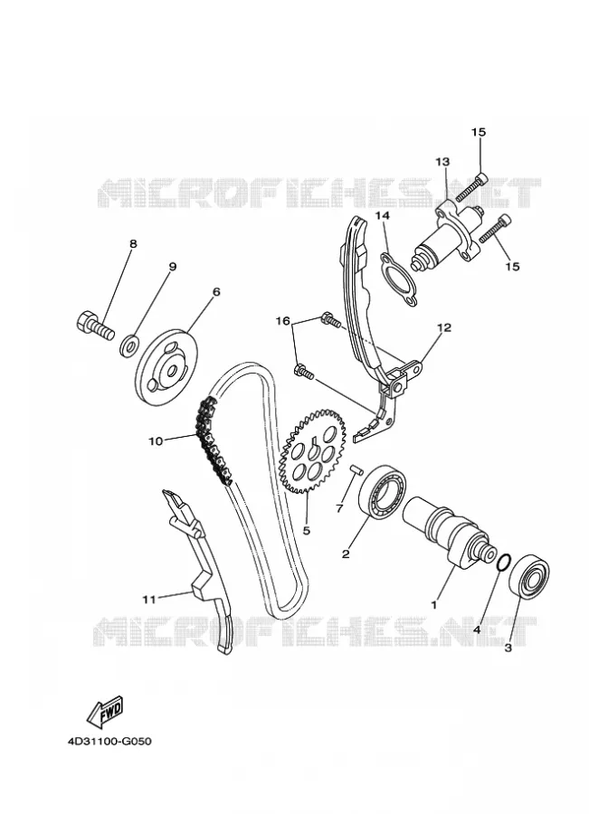 ARBRE A CAMES / CHAINE DE DISTRIBUTION Yamaha QUAD 250 2011 RAPTOR  YFM250R