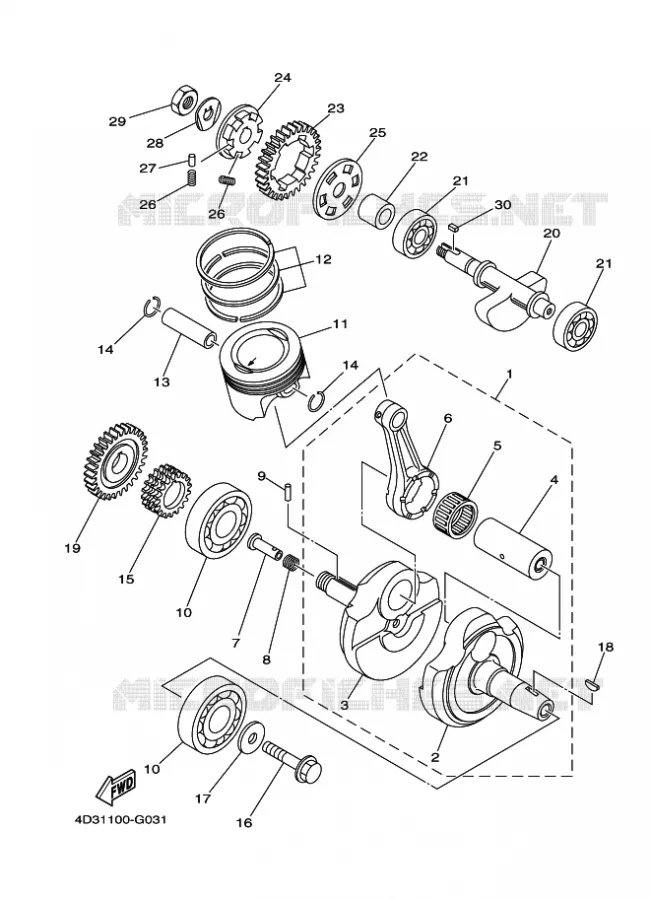 VILEBREQUIN / PISTON Yamaha QUAD 250 2011 RAPTOR  YFM250R