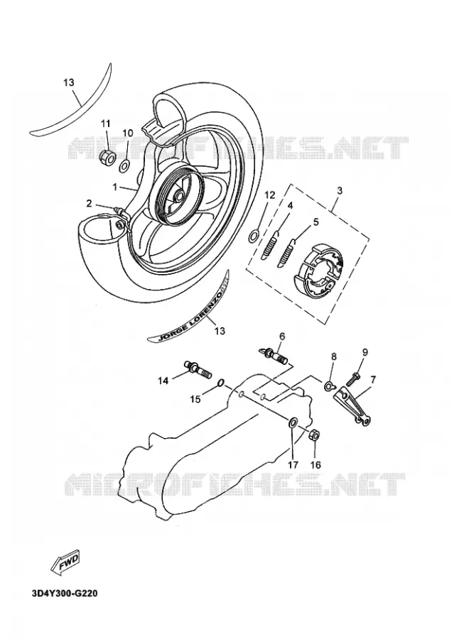 ROUE ARRIERE Yamaha SCOOTER 50 2008 JOG  CS50Z