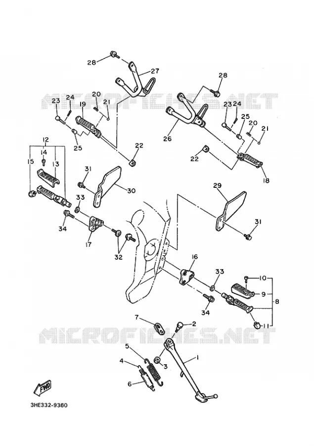 BEQUILLE / REPOSE PIEDS Yamaha MOTO 600 1997 FZR GENESIS  FZR600