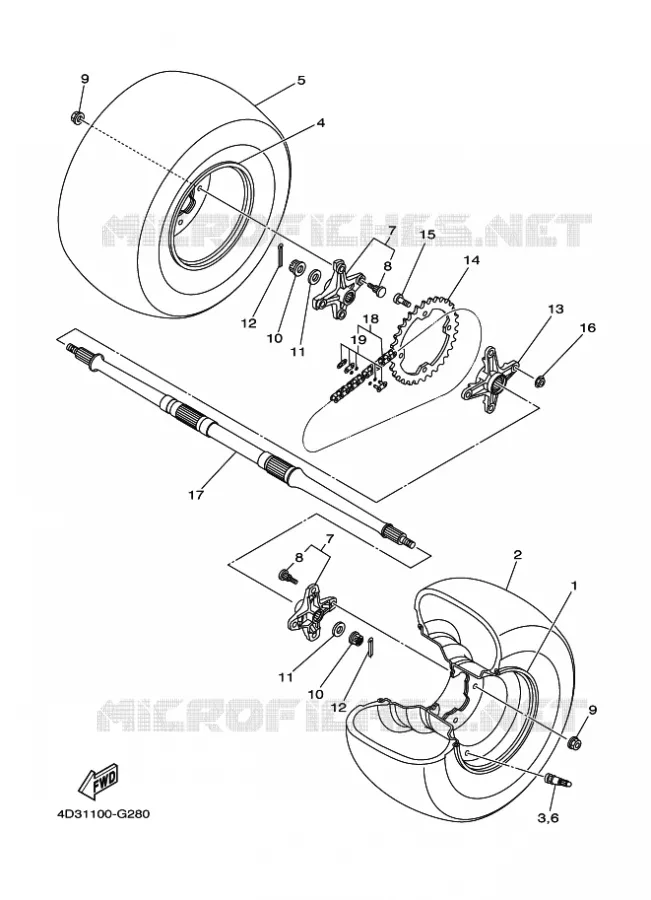 ROUE ARRIERE Yamaha QUAD 250 2008 RAPTOR  YFM250R