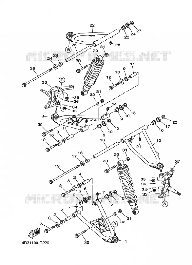 SUSPENSION / ROUE AVANT Yamaha QUAD 250 2008 RAPTOR  YFM250R