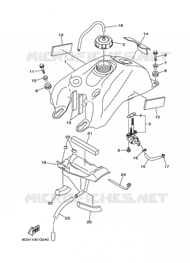 RESERVOIR A ESSENCE Yamaha QUAD 250 2009 RAPTOR  YFM250R
