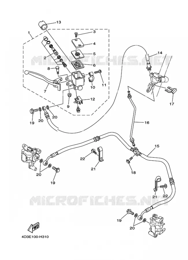 MAITRE CYLINDRE DE FREIN AVANT Yamaha QUAD 250 2009 RAPTOR  YFM250R