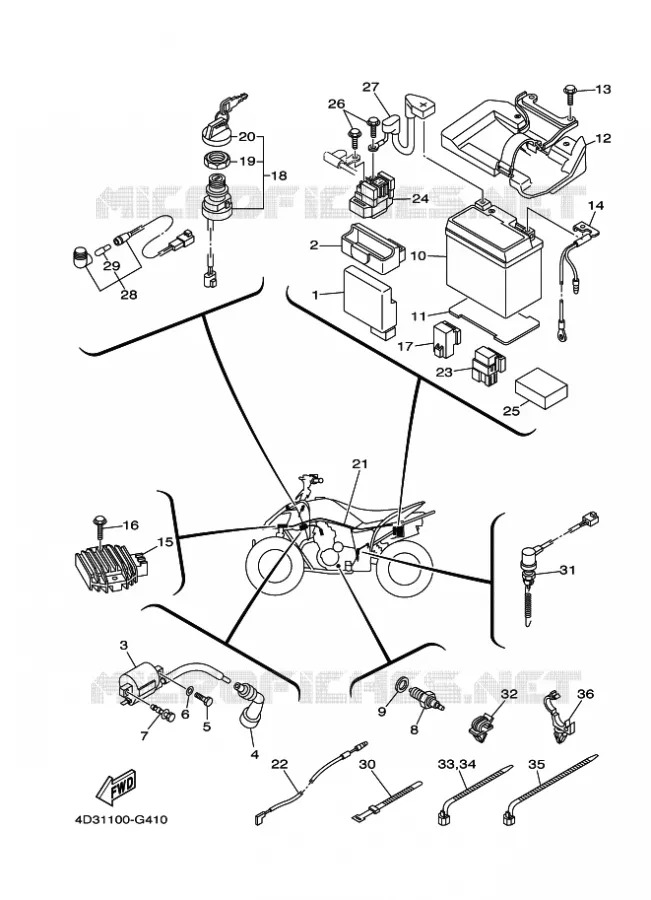 PARTIE ELECTRIQUE 1 Yamaha QUAD 250 2009 RAPTOR  YFM250R