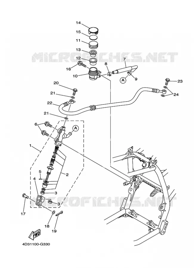 MAITRE CYLINDRE DE FREIN ARRIERE Yamaha QUAD 250 2009 RAPTOR  YFM250R