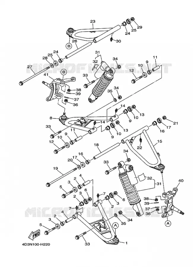 SUSPENSION / ROUE AVANT Yamaha QUAD 250 2009 RAPTOR  YFM250R