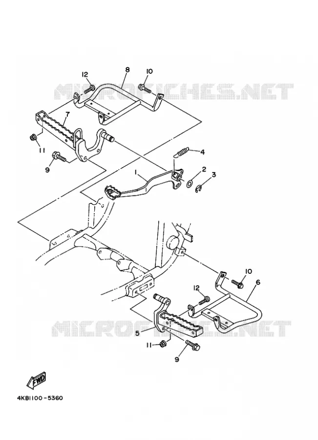 SUPPORT / REPOSE PIEDS Yamaha QUAD 350 1997 WOLVERINE  YFM350FW-X