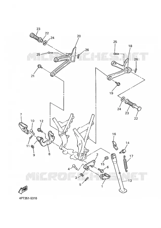 SUPPORT / REPOSE PIEDS Yamaha MOTO 600 1995 XTE  XT600E