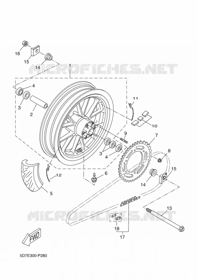 ROUE ARRIERE Yamaha MOTO 125 2016 R125  YZF-R125