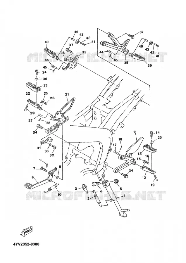 SUPPORT / REPOSE PIEDS Yamaha MOTO 50 2002 TZR  TZR50