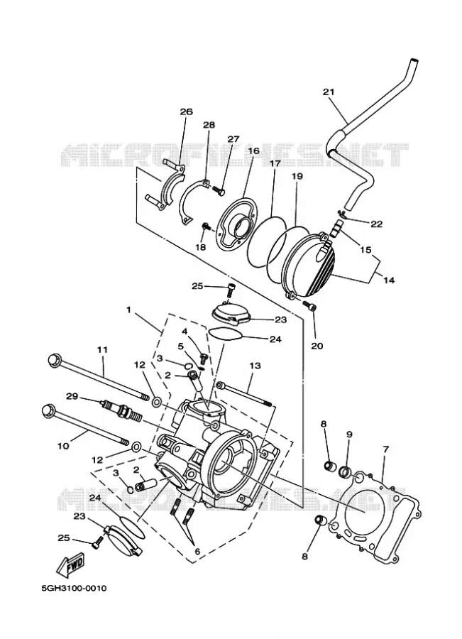 CULASSE Yamaha QUAD 400 2000 KODIAK  YFM400FWA