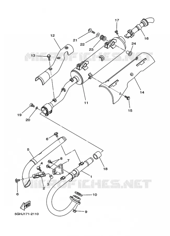 ECHAPPEMENT Yamaha QUAD 400 2002 KODIAK  YFM400FWA
