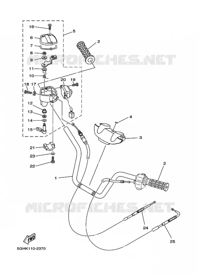 GUIDON ET CABLES Yamaha QUAD 400 2002 KODIAK  YFM400FWA