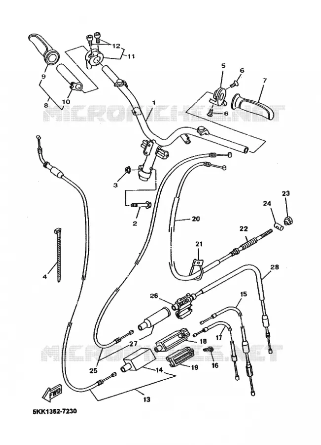 GUIDON ET CABLES Yamaha SCOOTER 100 1999 OVETTO  YN100