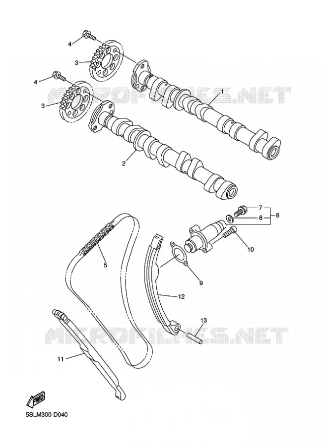 ARBRE A CAMES / CHAINE DE DISTRIBUTION Yamaha MOTO 600 2005 R6  YZF-R6