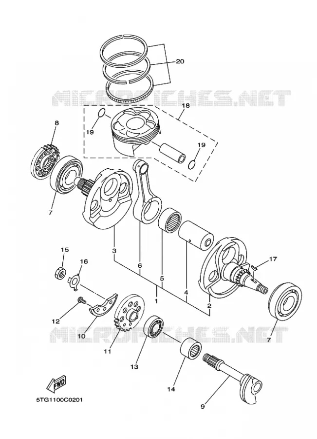 VILEBREQUIN / PISTON Yamaha QUAD 450 2004 YFZ  YFZ450