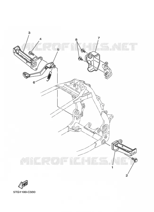 SUPPORT / REPOSE PIEDS Yamaha QUAD 450 2004 YFZ  YFZ450
