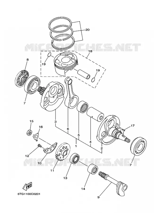 VILEBREQUIN / PISTON Yamaha QUAD 450 2005 YFZ  YFZ450