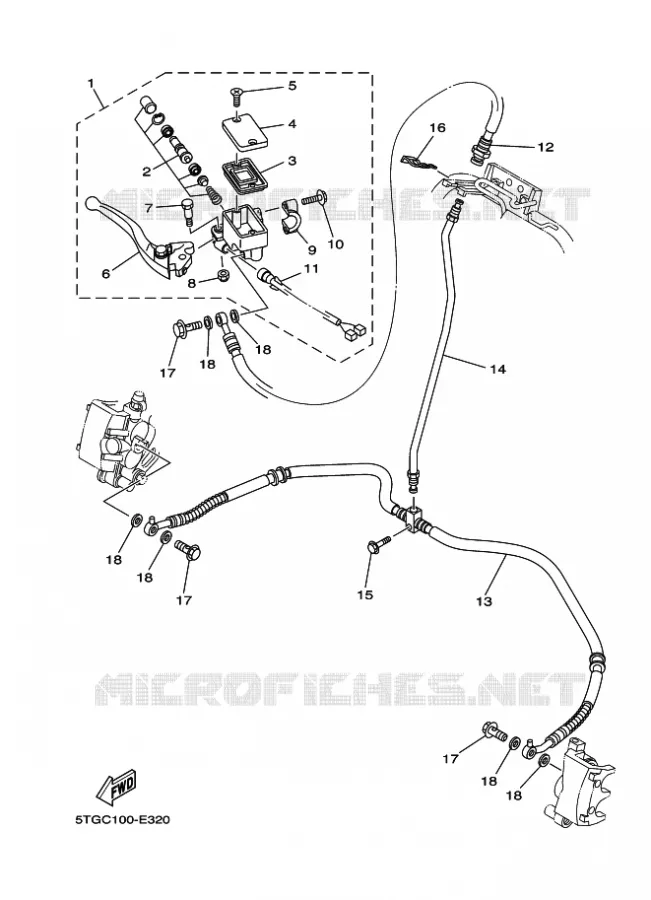 MAITRE CYLINDRE DE FREIN AVANT Yamaha QUAD 450 2006 YFZ  YFZ450
