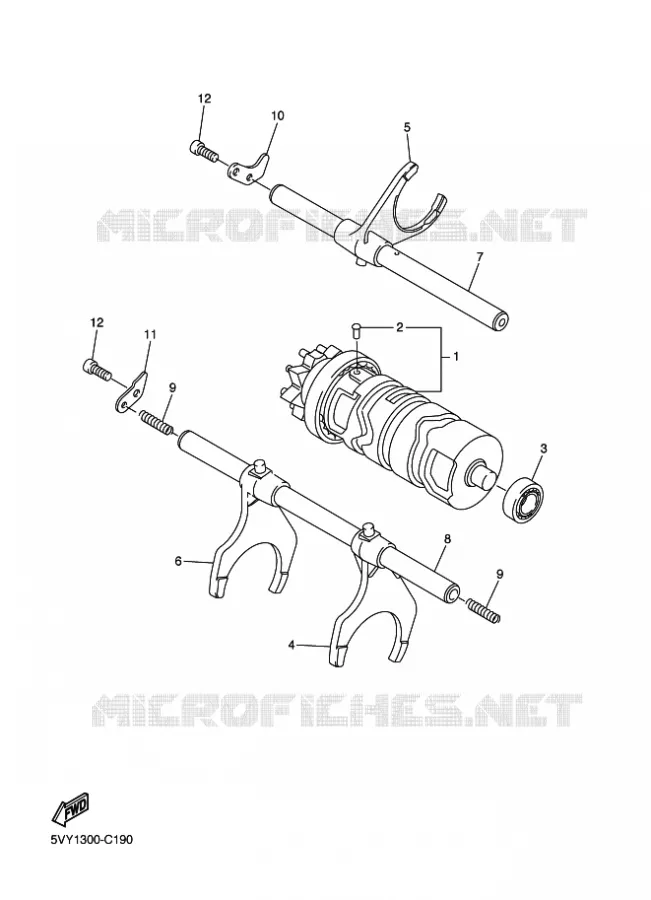 BARILLET DE SELECTION / FOURCHETTES Yamaha MOTO 1000 2004 R1  YZF-R1