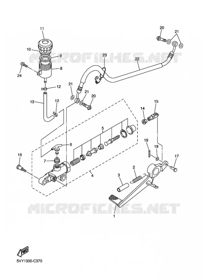 MAITRE CYLINDRE DE FREIN ARRIERE Yamaha MOTO 1000 2004 R1  YZF-R1