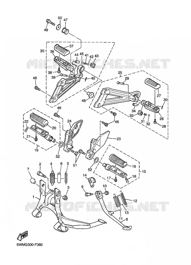 SUPPORT / REPOSE PIEDS Yamaha MOTO 1300 2013 XJR  XJR1300