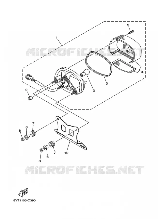 FEU ARRIERE 2 Yamaha QUAD 350 2005 RAPTOR  YFM350