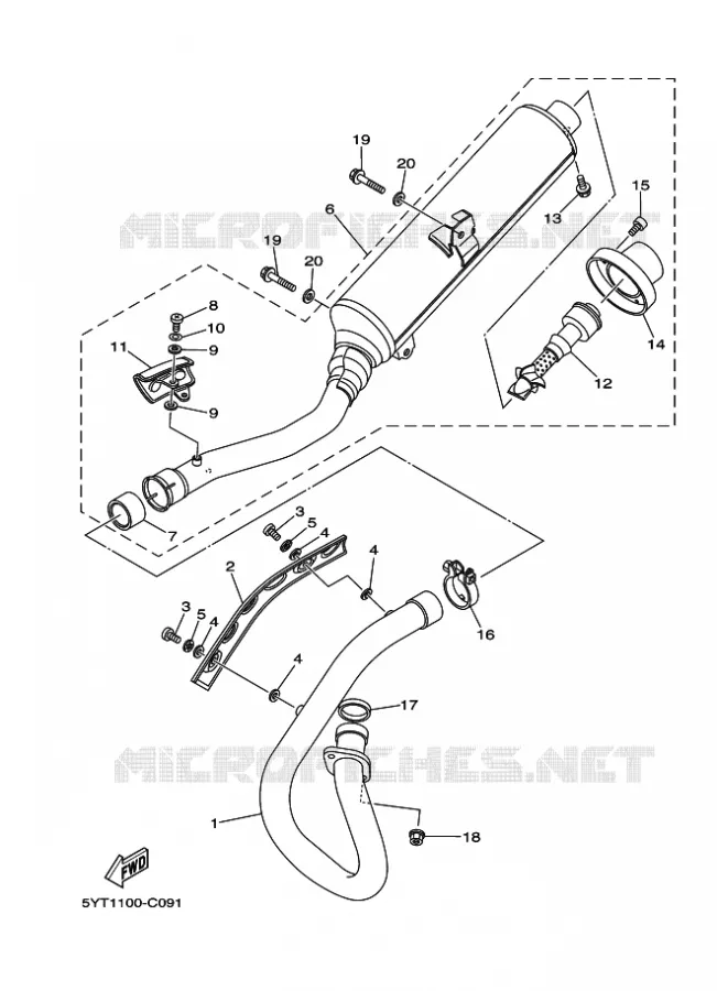 ECHAPPEMENT Yamaha QUAD 350 2007 RAPTOR  YFM350