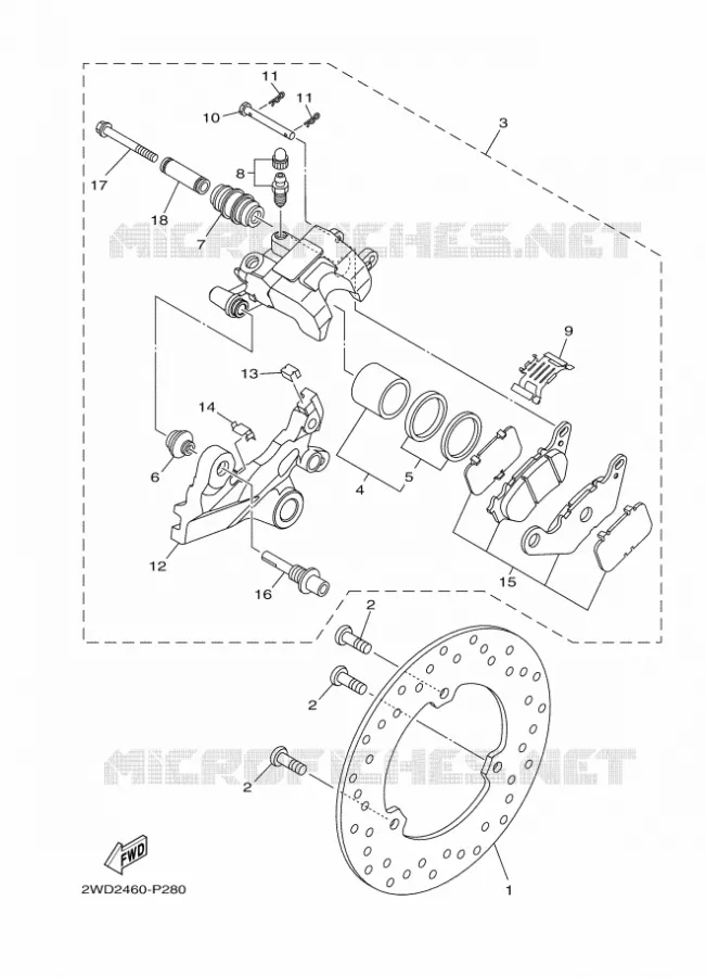 ETRIER DE FREIN ARRIERE Yamaha MOTO 300 2016 R3  YZF-R3A