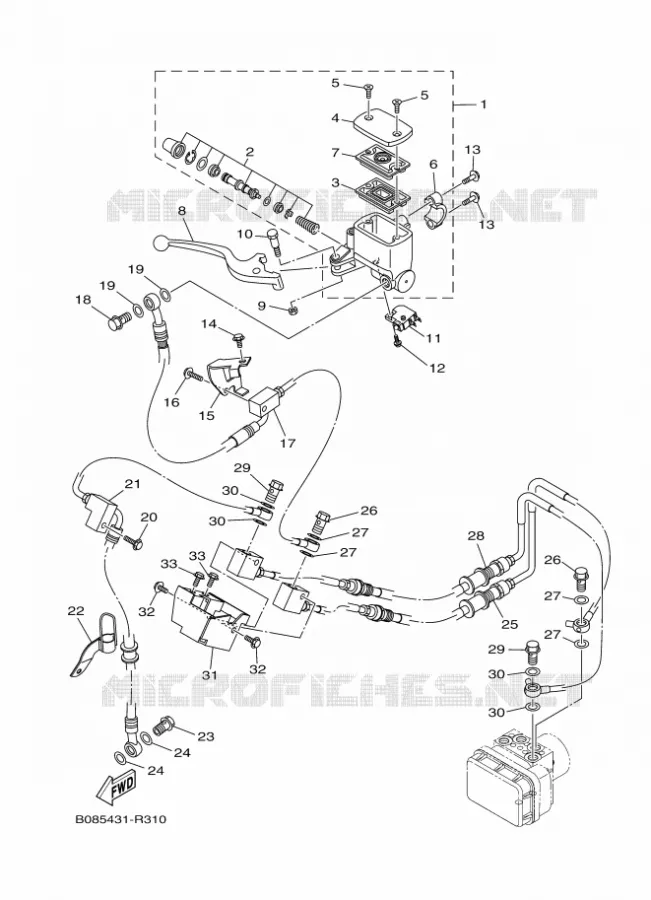 MAITRE CYLINDRE DE FREIN AVANT Yamaha MOTO 300 2016 MT  MTN320-A