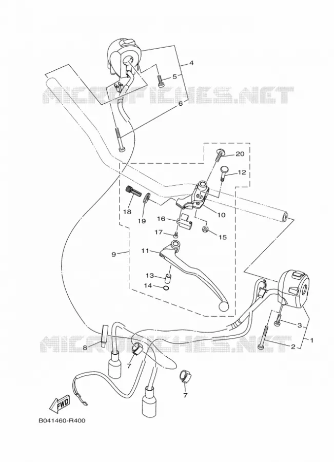 COMMODO / LEVIER Yamaha MOTO 300 2016 MT  MTN320-A