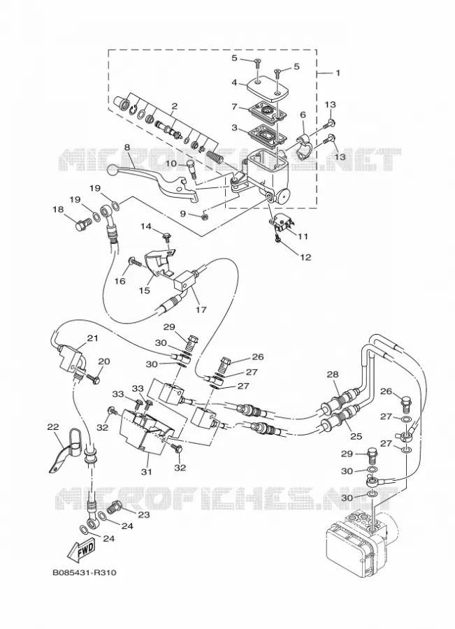 MAITRE CYLINDRE DE FREIN AVANT Yamaha MOTO 300 2016 MT  MTN320-A