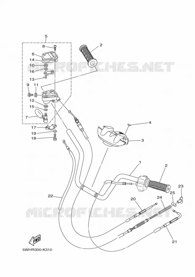 GUIDON ET CABLES Yamaha QUAD 350 2017 GRIZZLY  YFM350A