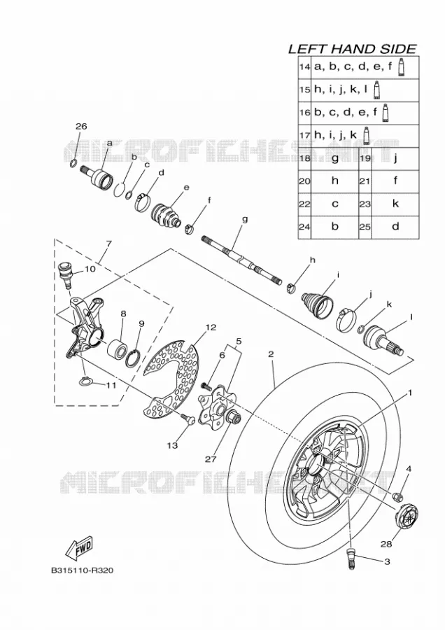 ROUE AVANT Yamaha QUAD 700 2017 GRIZZLY  YFM700FWAD
