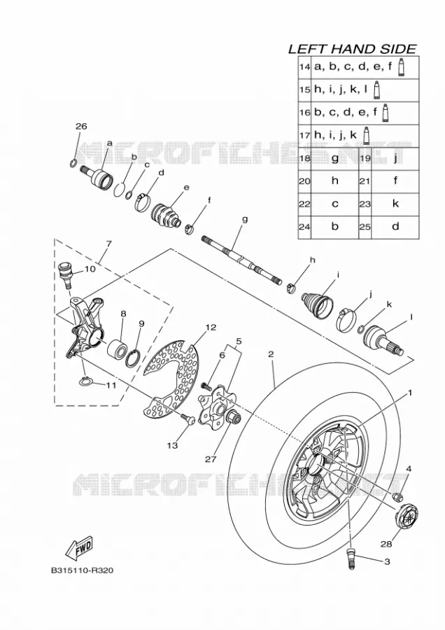 ROUE AVANT Yamaha QUAD 700 2017 GRIZZLY  YFM700FWAD