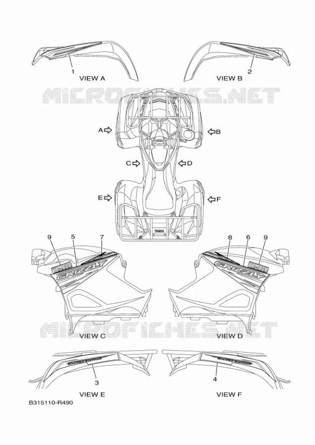 EMBLEME Yamaha QUAD 700 2016 GRIZZLY  YFM700FWADYFM70GPLGGRIZZLY EPS LE