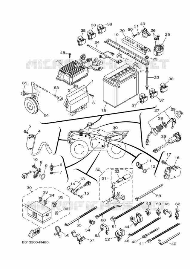 PARTIE ELECTRIQUE 1 Yamaha QUAD 700 2016 GRIZZLY  YFM700FWADYFM70GPLGGRIZZLY EPS LE