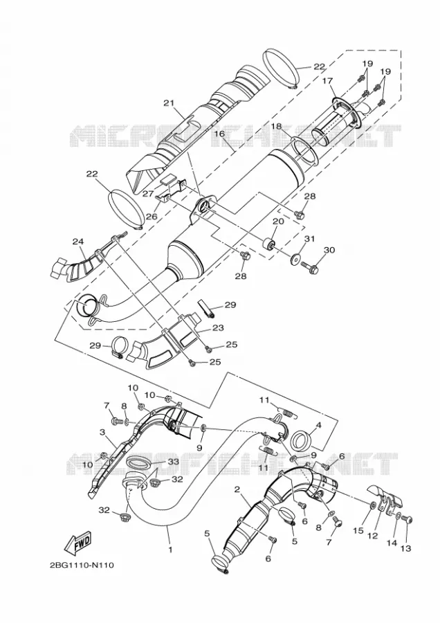 ECHAPPEMENT Yamaha QUAD 700 2017 KODIAK  YFM700FWBD