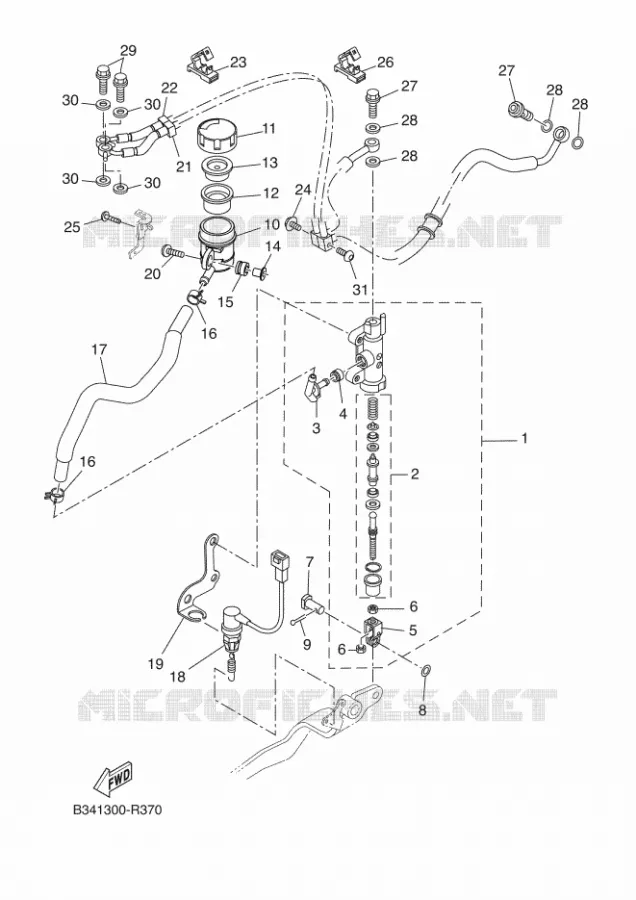MAITRE CYLINDRE DE FREIN ARRIERE Yamaha MOTO 690 2017 XSR  MTM690