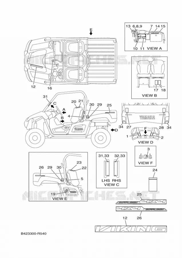 EMBLEME / ETIQUETTE 1 Yamaha SIDE BY SIDE 700 2017 VIKING  YXM700E