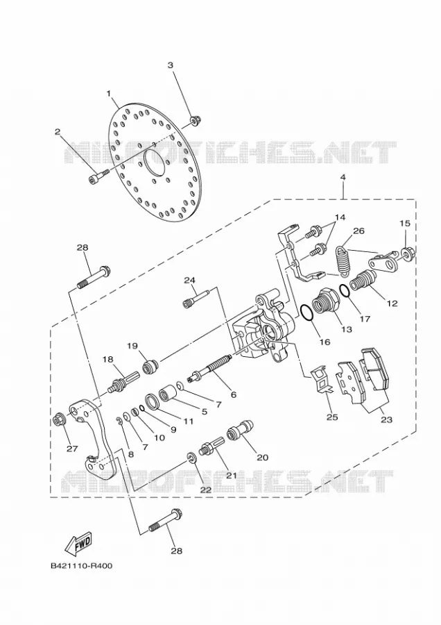ETRIER DE FREIN ARRIERE 2 Yamaha SIDE BY SIDE 1000 2017 YXZ  YXZ1000ET