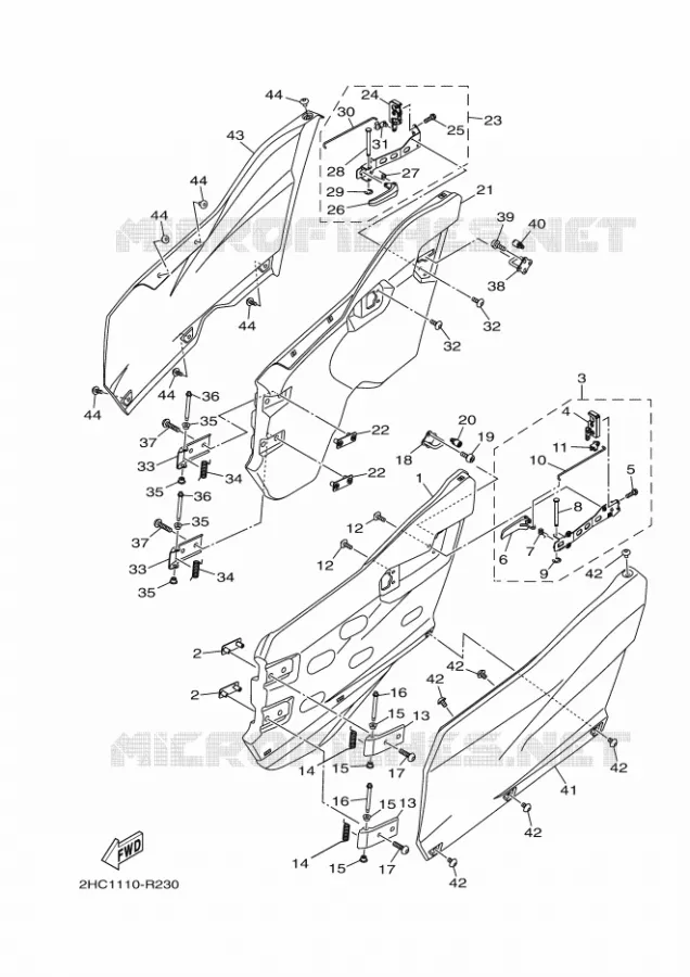 COUVERCLE LATERAL 3 Yamaha SIDE BY SIDE 1000 2017 YXZ  YXZ1000ETS