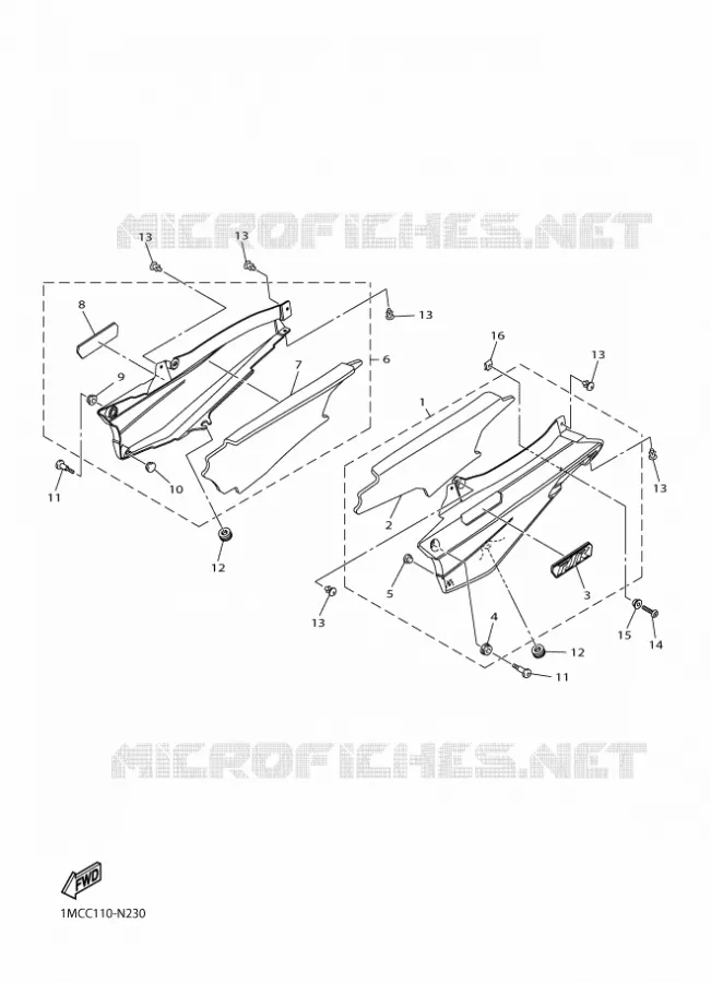 COUVERCLE LATERAL Yamaha MOTO 1300 2016 FJR  FJR1300-A