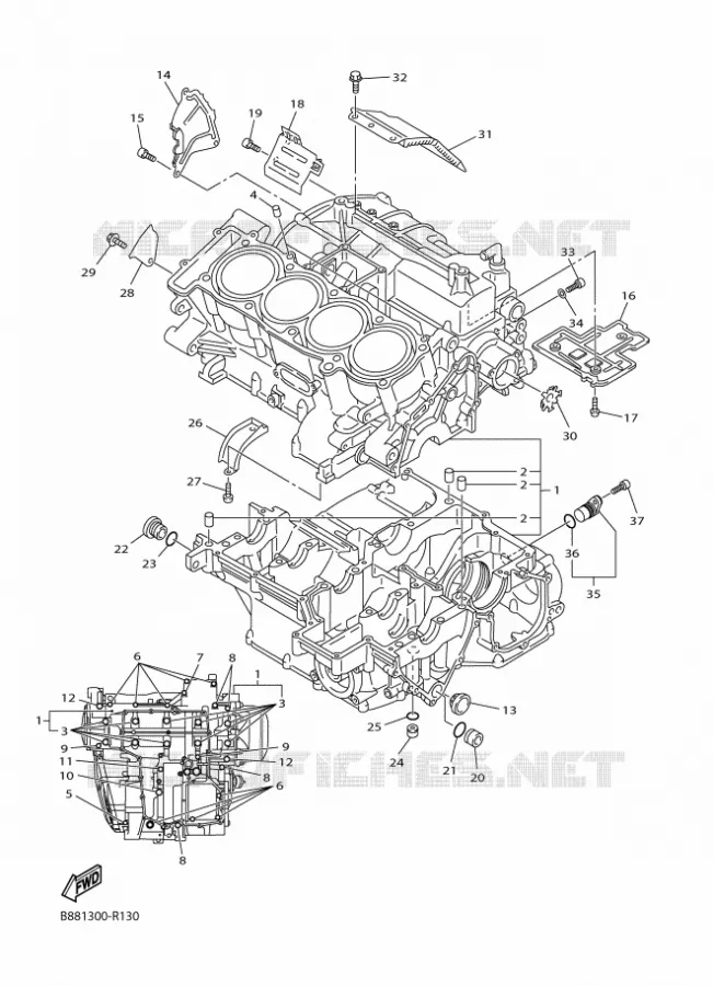 CARTER MOTEUR Yamaha MOTO 1300 2016 FJR  FJR1300-A