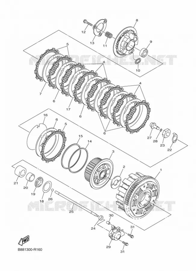 EMBRAYAGE DE DEMARREUR Yamaha MOTO 1300 2016 FJR  FJR1300-A
