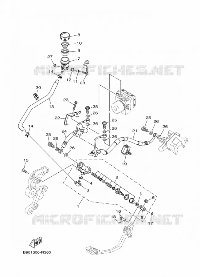 MAITRE CYLINDRE DE FREIN ARRIERE Yamaha MOTO 900 2016 XSR  MTM850