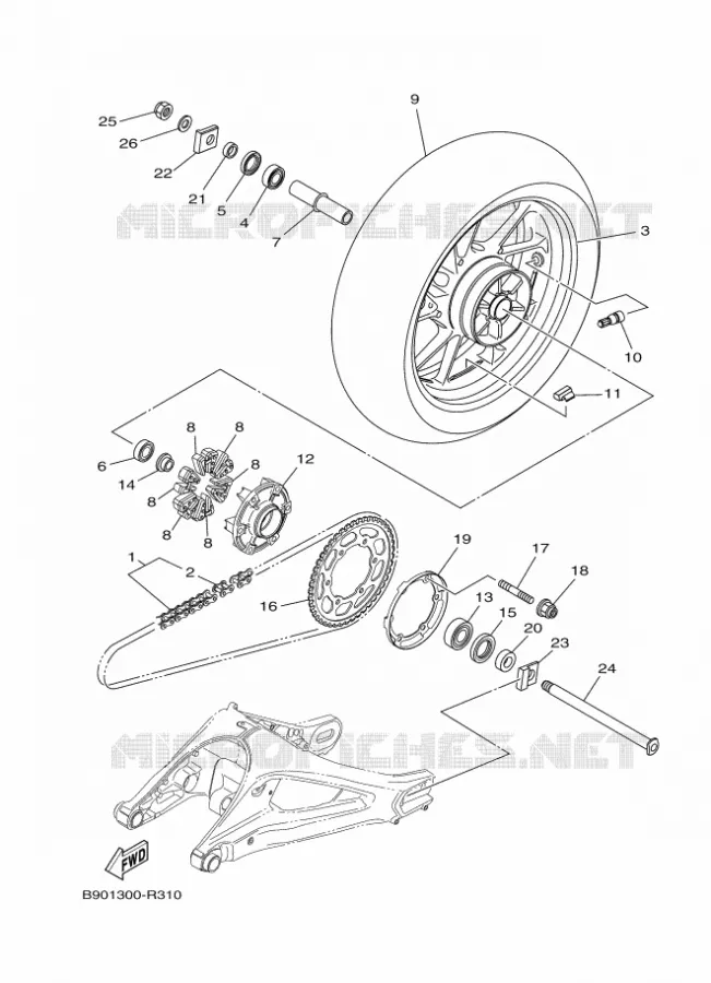 ROUE ARRIERE Yamaha MOTO 850 2016 XSR  MTM850