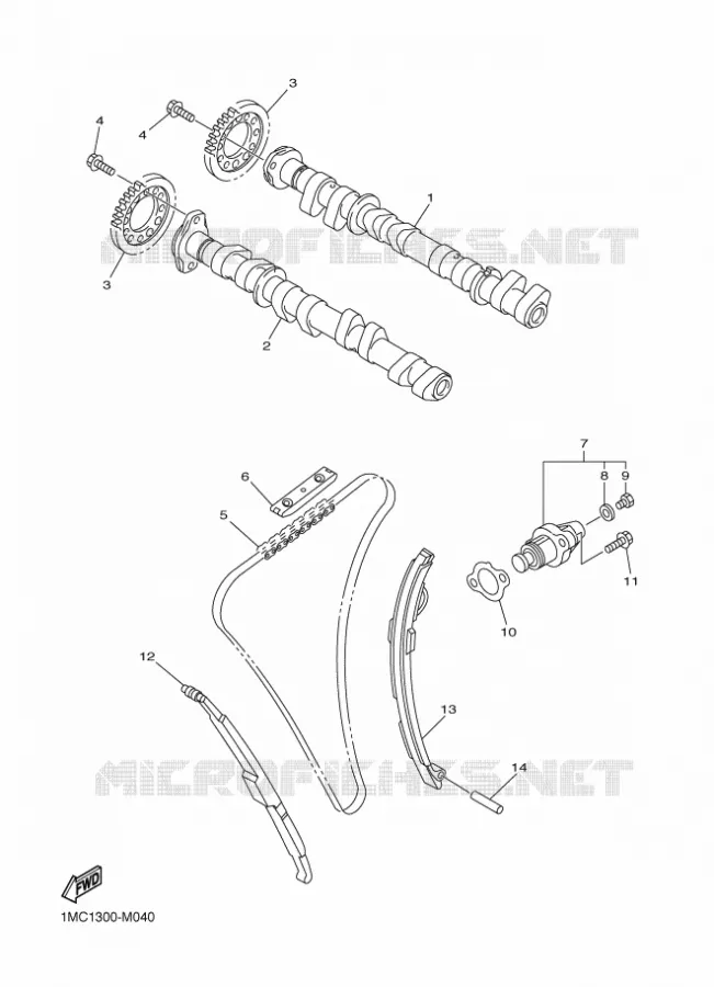 ARBRE A CAMES / CHAINE DE DISTRIBUTION Yamaha MOTO 1300 2016 FJR  FJR1300-AS