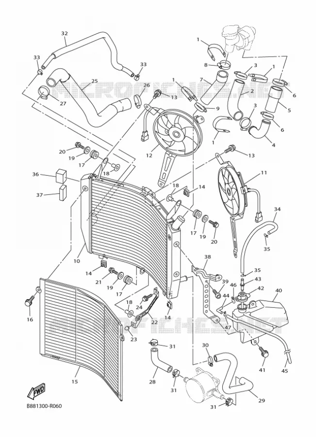 RADIATEUR / DURITES Yamaha MOTO 1300 2016 FJR  FJR1300-AS